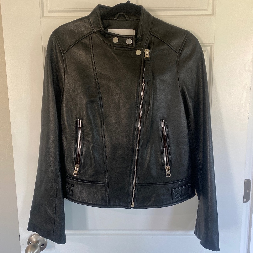 Black Leather Moto Style Jacket